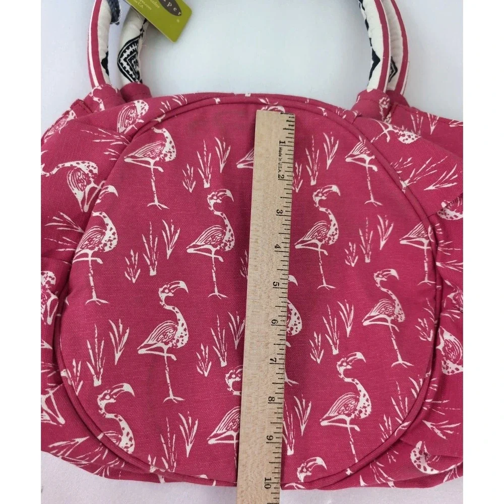Rock Flower Paper Flamingo Print Bucket Bag Tote Pink Beach Vaca Over Shoulder